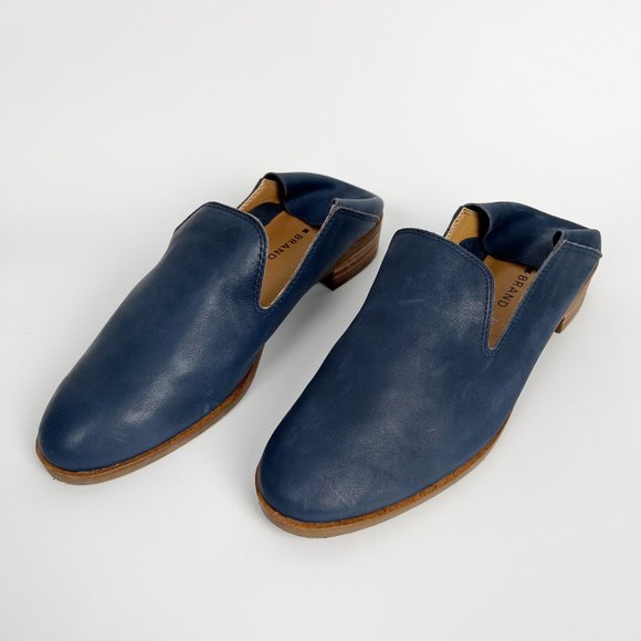 Lucky Brand Cahill Leather Loafer Flats Slip On Mule Sandals Fold Down Back Heel - Picture 10 of 15
